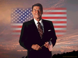 Ronald Reagan with US flag